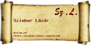 Szieber Lázár névjegykártya